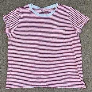 J.Crew Madewell Red/White Striped Pocket Shirt